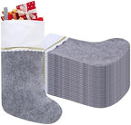 24 Pack Felt Christmas Stockings, 19 Inches Grey and White Christmas Stockings, White Cuff with Gold Trim Christmas Stockings for Family Christmas Holiday Decorations by Tokforty