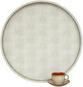 HofferRuffer Large Round Serving Tray 24'', Elegant Faux Leather Circle Ottoman Table Tray, Serve Tea Coffee Breakfast in Bedroom Living Room Kitchen (Cream White) by HofferRuffer