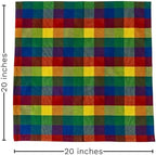 Multicolor Rainbow Cloth Dinner Napkins - 12 Pack, 100% Cotton, 20"x20" Colorful Cotton Dinner Napkins for Parties and Events - Checkered Multicolor Napkins - Image 2