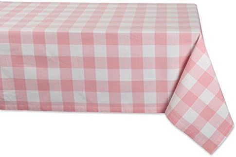 DII Buffalo Check Collection, Classic Farmhouse Tablecloth, 60 x 120, Pink & White by DII