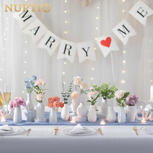 NUPTIO White Ceramic Bud Vase: Small Assorted Vases 12 Pcs, Unglazed - Image 2