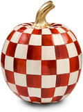 MACKENZIE-CHILDS Resin Pumpkin, Small, Dark-Red-and-White Paprika Check by Unknown