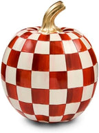 MACKENZIE-CHILDS Resin Pumpkin, Small, Dark-Red-and-White Paprika Check by Unknown