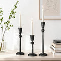 Set of 3 Antique Black Taper Candle Holders Cast Iron Candlestick Holder by Novyxis