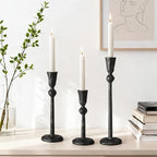 Set of 3 Antique Black Taper Candle Holders Cast Iron Candlestick Holder by Novyxis