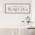 comurdyo Welcome To Our Beautiful Chaos Sign 32"X12", Wood - Image 6