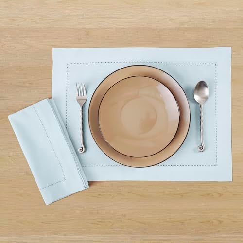 Solino Home Cotton Linen Woven Placemats Light Blue, 14 x 19 in, Set of 4 - Image 2