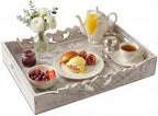 Mela Artisans Orchid Mango Wood Serving Tray - Distressed White, 16x12 in by MelaArtisans