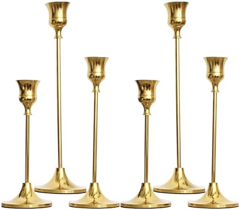 6PCS Brass Candlestick Holders Gold Candle Holders Taper Candle Holders by VOELIGT