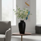 Black Vase for Home Decor, 11 Inch Tall Ceramic Flower Vases for Centerpiece, Modern Decorative Minimalist Vase for Pampas Grass, Textured, Living Room, Entryway, Kitchen Counter Decor - Image 3