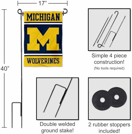 Michigan Team University Wolverines Garden Flag with Stand Holder - Image 3