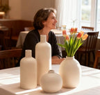 Ceramic Vase Set of 4, Classic Beige White Matte Vases Home Decorations for Table Shelf Office Centerpieces Decor - Image 5