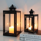 Large Lantern Decorative Outdoor & Indoor, Set of 2 (14’’&10’’) Metal Candle Lanterns Decor, Vintage Hanging Candle Holder for Front Porch Patio Wedding Farmhouse Home, Spring Decoration by DECORKEY
