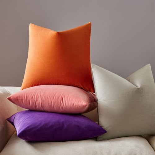 JUSPURBET 28x28 Euro Velvet Throw Pillow Covers Set of 2,Coral - Image 4