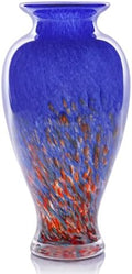 Blue Hand Blown Glass Vase 11.8" Tall Beautiful Designer Flower Vase by LCCCK