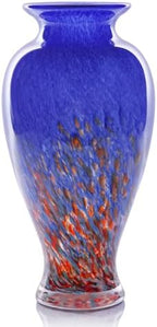 Blue Hand Blown Glass Vase 11.8" Tall Beautiful Designer Flower Vase by LCCCK