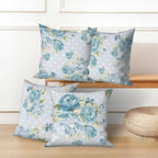 Green Flower Throw Pillow Covers 22"x22" Set of 4, Vintage Floral Sofa Cushion Cover for Chair Couch Bed Living Room Office Car Garden Patio Farmhouse Indoor Outdoor Decorative - Image 5