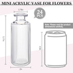 Honeydak Set of 24 Plastic Mini Bud Vases, Vintage Clear Decorative Vases Bulk for Table Centerpieces, Wedding Reception, Baby Shower, Home Decor, Housewarming Gift(Striped) - Image 5