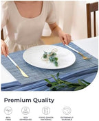 Leetaltree Deep Navy Woven Placemats Set of 24 - Heat Resistant Non-Slip Place mats for Dining Table, Washable Durable PVC Vinyl Woven Table Mats(Deep Navy, 24) - Image 6