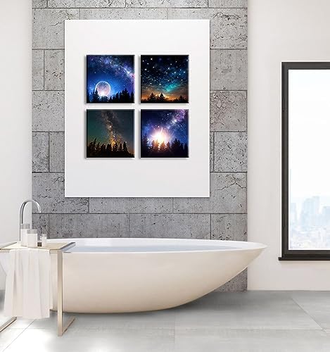 DJSYLIFE Galaxy Nebula Canvas Wall Art for Boys Room, 12x12 Inch 4-Panel - Image 5