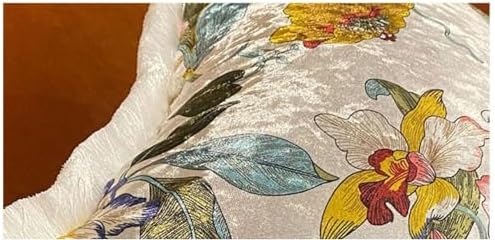 GUMAS Original Luxurious Floral and Bird Print Velvet Throw Pillow, Cushion Cover with Vintage Chinese Style Design (1, Pearl White Cover) - Image 3