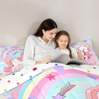 Unicorn King Cute Rainbow Unicorn Comforter Set - 3Pcs Kids Teens Girls Bedroom Decor - Cartoon Horse Duvet Set - Ombre Galaxy Bedding - Elegant Down Comforter - Image 6