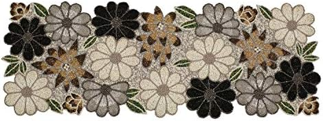 Lightnpro Floral Handmade Decorative Thanksgiving Christmas Beaded Table Runner - Perfect for Xmas Easter Fall Harvest Autumn Table Décor - Handmade by Skilled Artisans- 13x36 - Brown Combo - Image 2