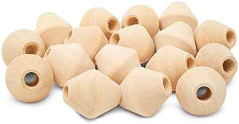 Wooden Bicone Bead 1 inch, Pack of 50, Table Decor, Wooden Beads for Crafts, Bead Necklaces, by Woodpeckers, Unfinished Wood Bead Garland by Woodpeckers