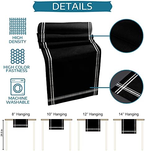 Smile Sunflower Black Table Runner, Burlap Table Runners 120 inches Long,Farmhouse Style Solid Color Table Runner for Wedding Holiday Party Dinner,Dresser Scarf Decor - Image 7