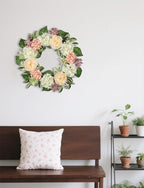 Spring Summer Wreath for Front Door with Large Roses, Hydrangeas for All Seasons Indoor Outdoor Use, 24" Silk Floral Wreath Spring Summer Decorations for Home, Porch, Wall, Farmhouse, Wedding Decor - Image 6