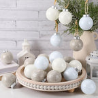 24 Pcs Neutral Textured Sugar Christmas Ornaments 2.36'' Cream Beige White - Image 4