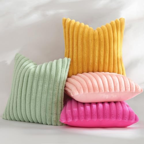 decorUhome Fall Faux Fur Throw Pillow Covers 26x26 Set of 2 Hot Pink - Image 5