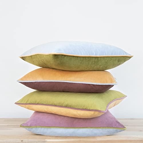 MONDAY MOOSE Decorative Throw Pillow Covers Cushion Cases, Set of 4 Soft Velvet Modern Double-Sided Designs, Mix and Match for Home Decor, Pillow Inserts Not Included (20x20 inch, Purple/Green) - Image 4