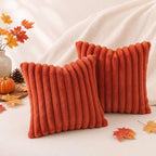 Pallene Faux Fur Fall Decorative Throw Pillow Covers 26x26 Set of 2, Rust - Image 6