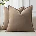 decorUhome Fall Light Brown Linen Throw Pillow Covers 20x20 Set of 2 by decorUhome