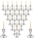 Silver Wine Glass Metal Candlestick Holders -Vintage Modern Metal Taper Candle Holders, Decorative Centerpiece for Table Mantel, Wedding Kitchen Home Decor, Wedding Gift,30Pcs by Unknown