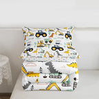 Cartoon Car Kids Comforter Set King, Excavator Tractor Bedding Set for Child Teens, Dinosaur Comforter Equipment Truck Quilted Duvet, Heavy Machinery Construction Bedding Comforter with 2 Pillowcases - Image 7