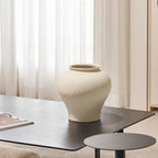 LB2 White Ceramic Rustic Vase, 9.7" Tall Zen Style Terra Cotta Pitcher, Distressed Farmhouse Decor, Pottery Decorative Flower Vase for Home, Table, Living Room - Image 3