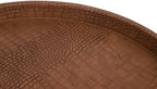 HofferRuffer Round Serving Tray 20'', Elegant Faux Leather Circle Ottoman Table Tray, Serve Tea Coffee Breakfast in Bedroom Living Room Kitchen (Brown) - Image 7