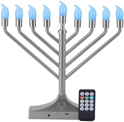 Electric Hanukkah Menorah,RGB Led Menorahs for Chanukah Decoration,Color Changing with Remote Control & Push-Button to Choose The Day and Timer Options Battery/USB Powered,Silver - Image 2