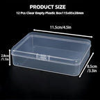 LJY 12 Clear Rectangular Plastic Boxes, 4.5 x 3.3 x 1.1 in for Watch Parts - Image 5