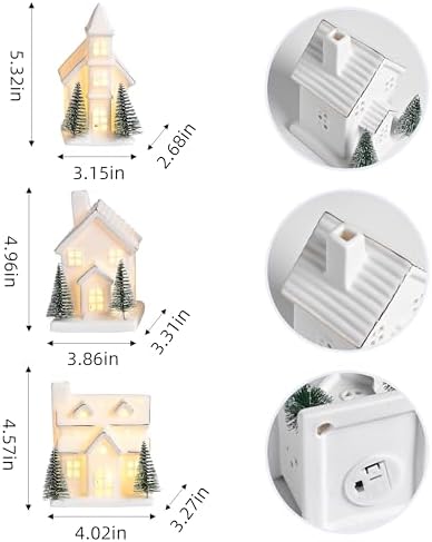 Ceramic White Christmas Village Houses, Light Up Porcelain Village Houses - Image 6