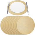 Morgan Faux Leather Round Set of 12 Placemats, 15",Gold, Heat Resistant, Stain Resistant, Non-Slip, Reversible, Durable Table Mats for Kitchen, Dining Table, Indoor Washable Use by Homewear
