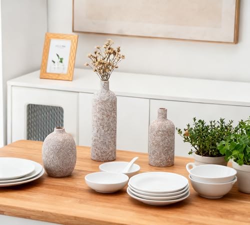 Ceramic Vase Set of 4, Classic Stone Style Small Vases Home Decorations for Table Shelf Office Centerpieces Decor - Image 2