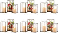 Nuptio Glass Candle Holders Hurricane Holder for Pillar Candles 18 Pcs Black Metal Candle Holders Large Rectangular Candleholder Vase Centerpieces Decoration for Wedding Party 9.5 & 8.1 & 6.5 inch by Nuptio