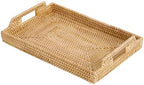 Rattan Rectangular Serving Tray with Handles, Hand-Woven Wicker Decorative Tray for Coffee Table,Vintage Boho Style Decor for Dining, Kitchen, Bathroom, Outdoor(17"x11.4"x1.9") by Kmelep