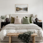 MIULEE Green and White Boho Linen Pillow Covers 18x18 Inch Pack of 4 - Image 5