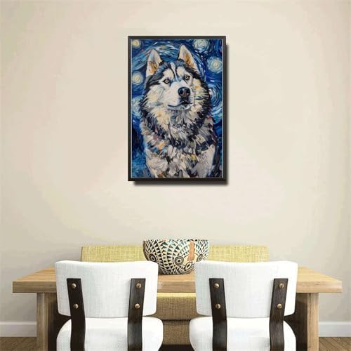 Metal Sign Vintage Tin Sign Alaskan Malamute Starry Night Elegance Majestic Malamute and Night Sky for Home Lodge and Seasonal Decor Corrosion Resistant Aluminum 6×8 Inches with Metal Frame - Image 4