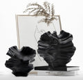Ceramic Vase - Set of 2 for Home Decor,Black Flower Shape Pampas Vases Minimalist Nordic Boho Style for Modern Farmhouse Decor, Living Room、 Kitchen、Mantle、Bedroom、Dining Table、Office by LZV