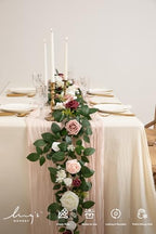 Ling's moment Flower Garland, 5FT Eucalyptus & Rose Dusty Rose & Cream - Image 2